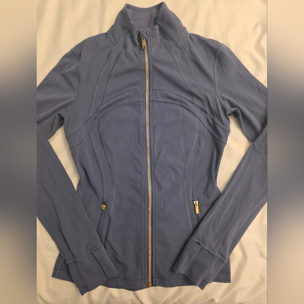Lululemon Define Nulu Slate Blue Gold Zipper Jacket Size 6 Brilliant